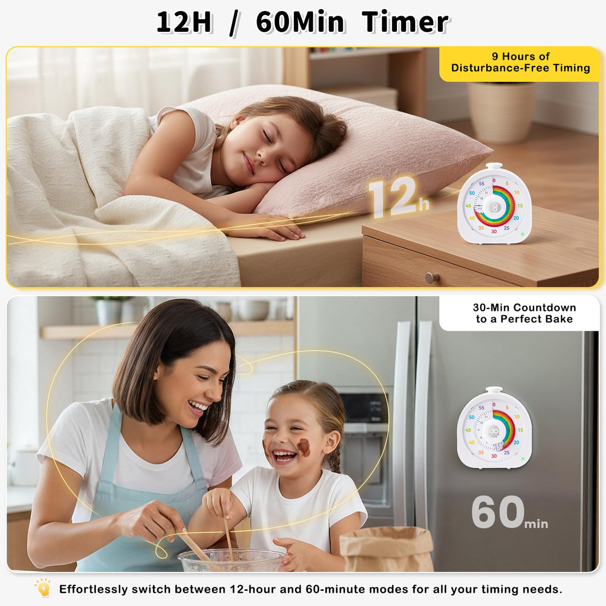 Mooking Visual Timer 60min dial supports classroom activities and timed tasks.