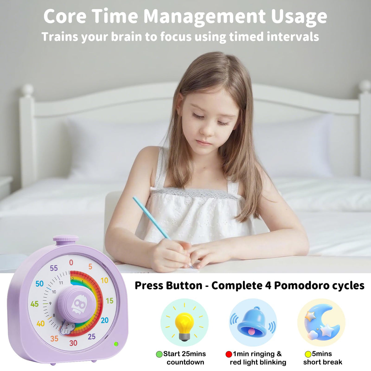 Mooking Magnetic patch attaches timer to whiteboards or fridges for versatile classroom use.