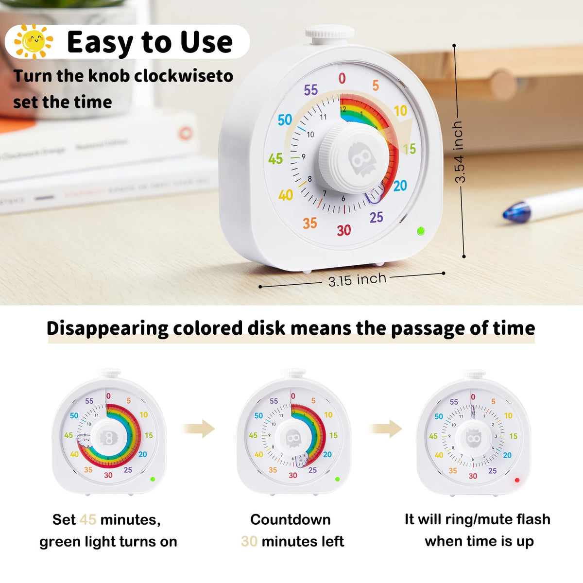 Mooking Visual Timer Pomodoro mode enables structured study intervals.