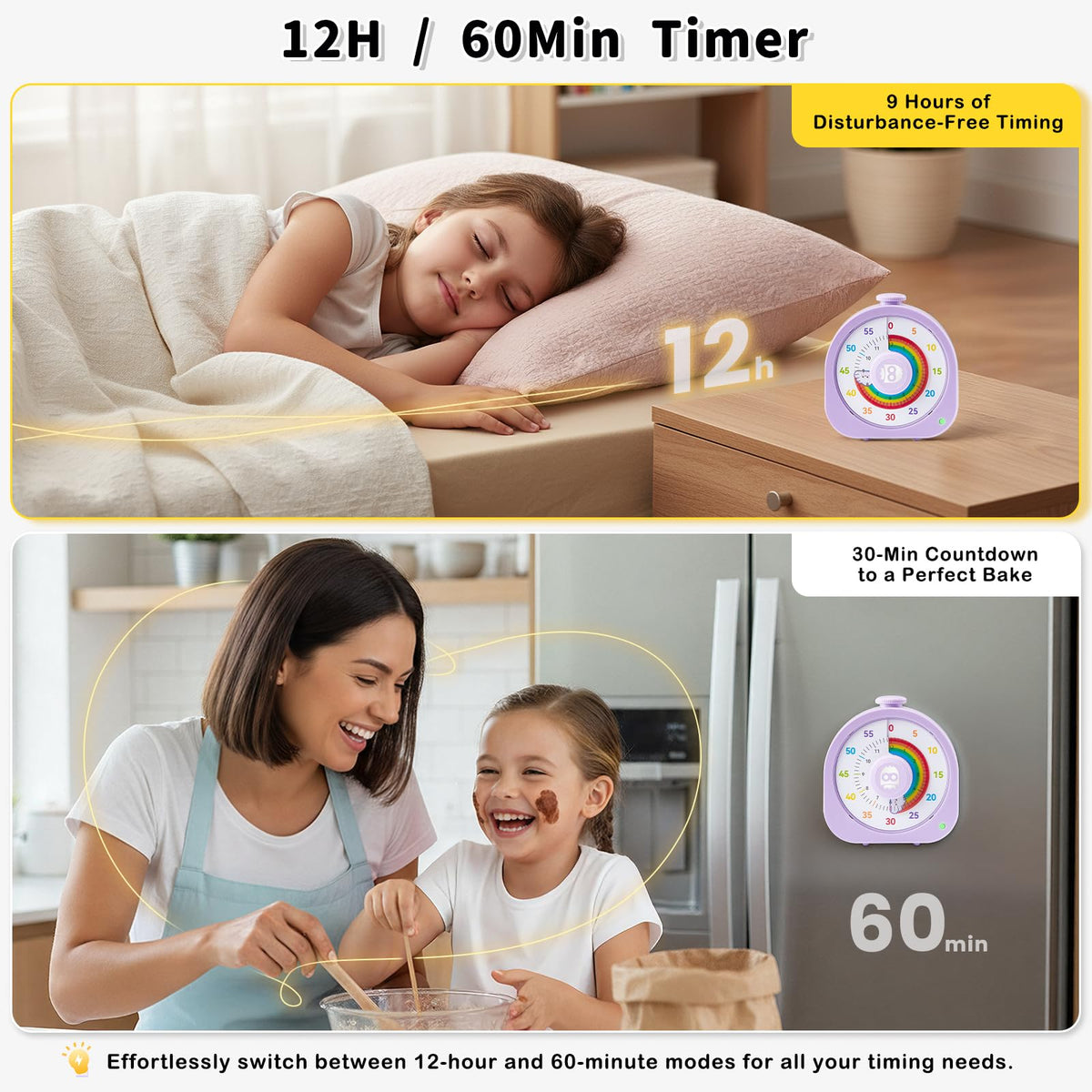 Mooking Visual Timer showing rotary knob use for custom timing setup.