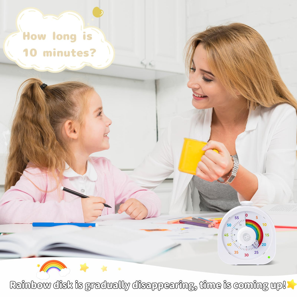 Mooking Visual Timer operates silently for quiet study environments.