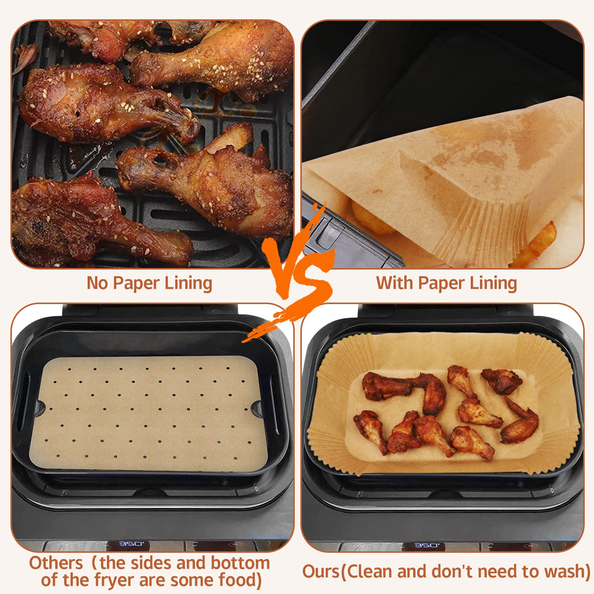MooManGoo 13x9 inch liners keep Ninja basket mess-free.