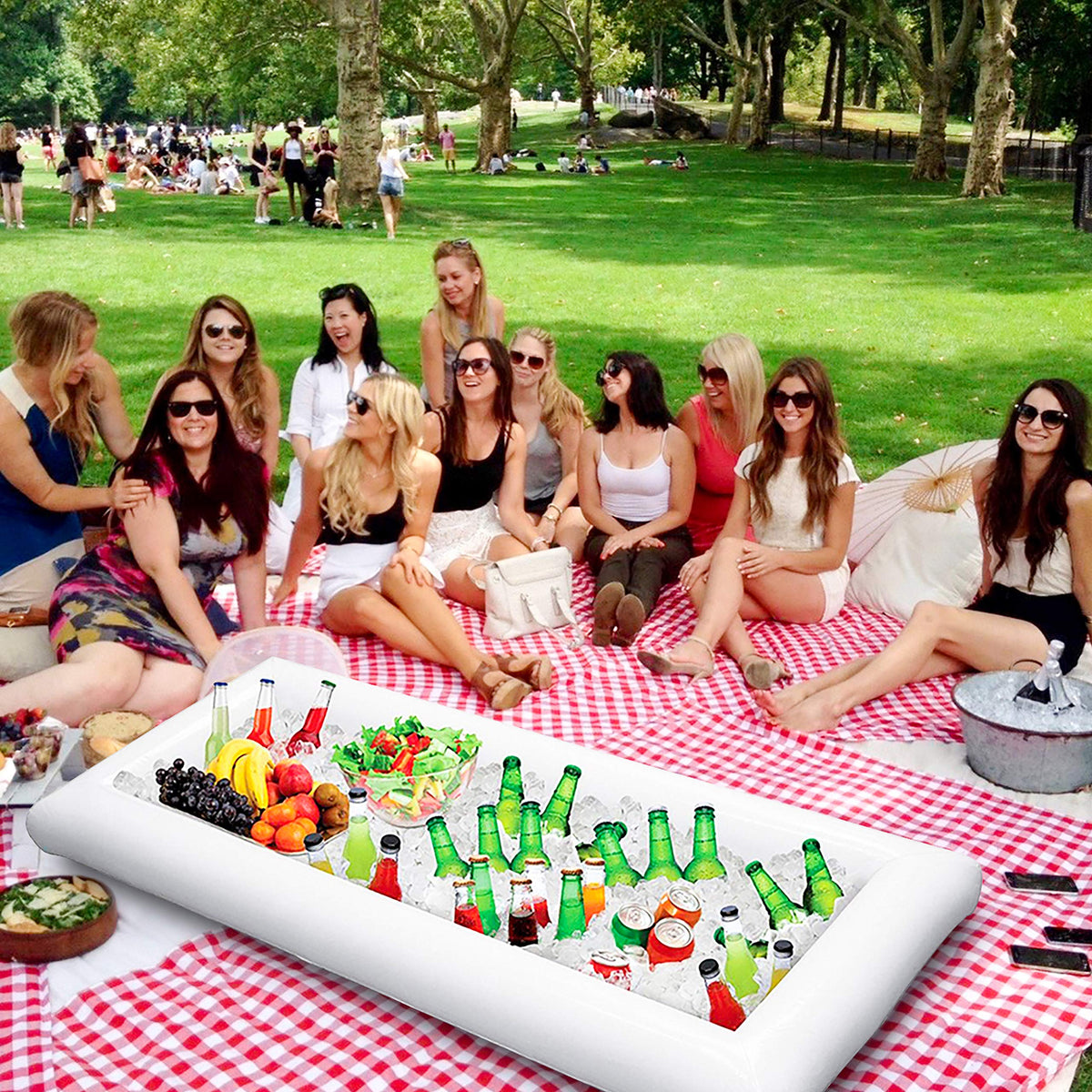 Moon Boat tray with drain plug enables quick liquid drainage during events