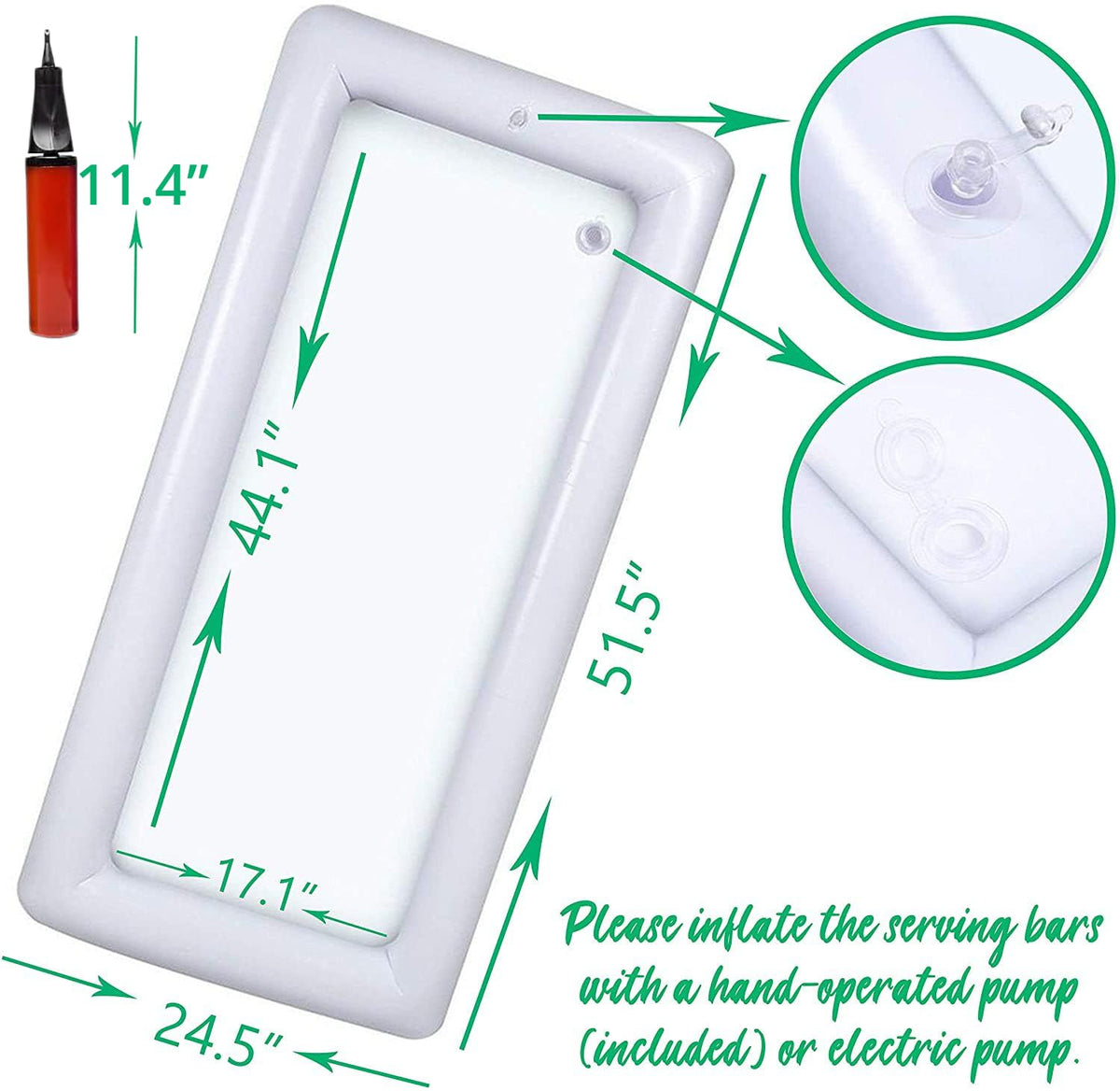 Moon Boat inflatable bar with clear drainage plug for easy cleanup