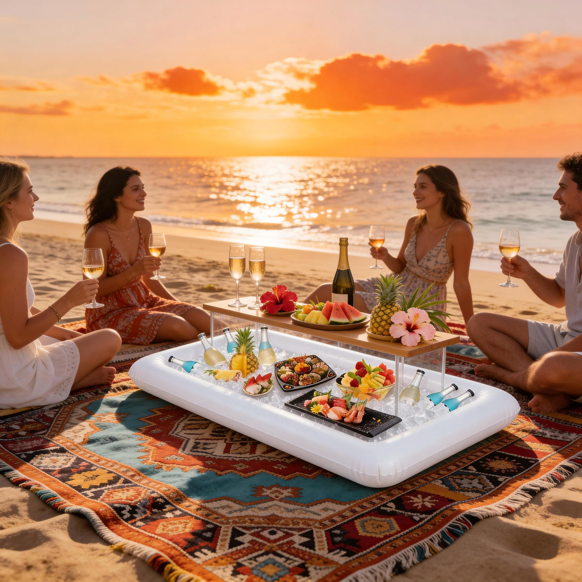 Moon Boat keeps beverages and food cold during family gatherings
