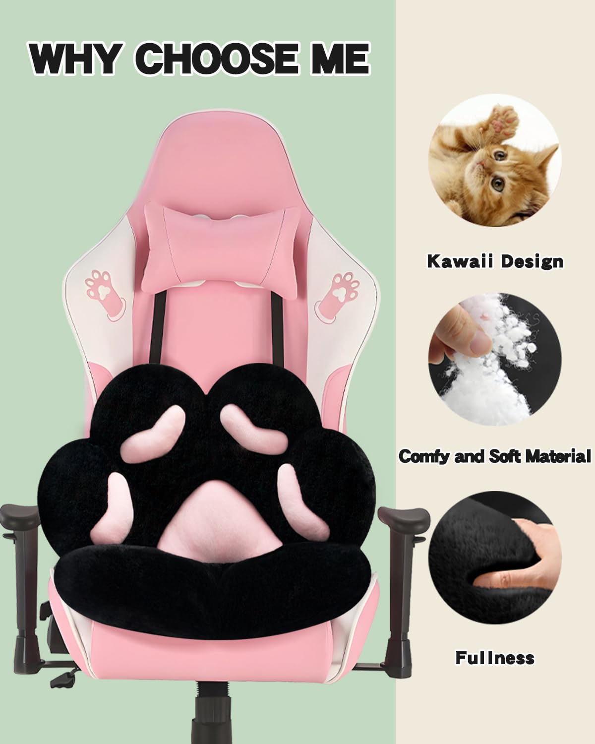 MOONBEEKI cushion suitable for gaming or office chairs.