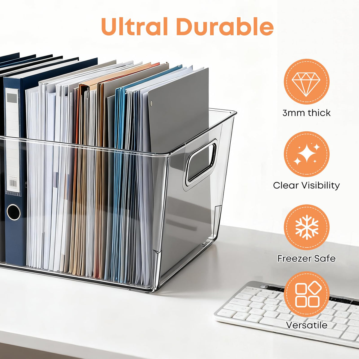 Moonedge transparent design enables fast item location and easy reorganization.