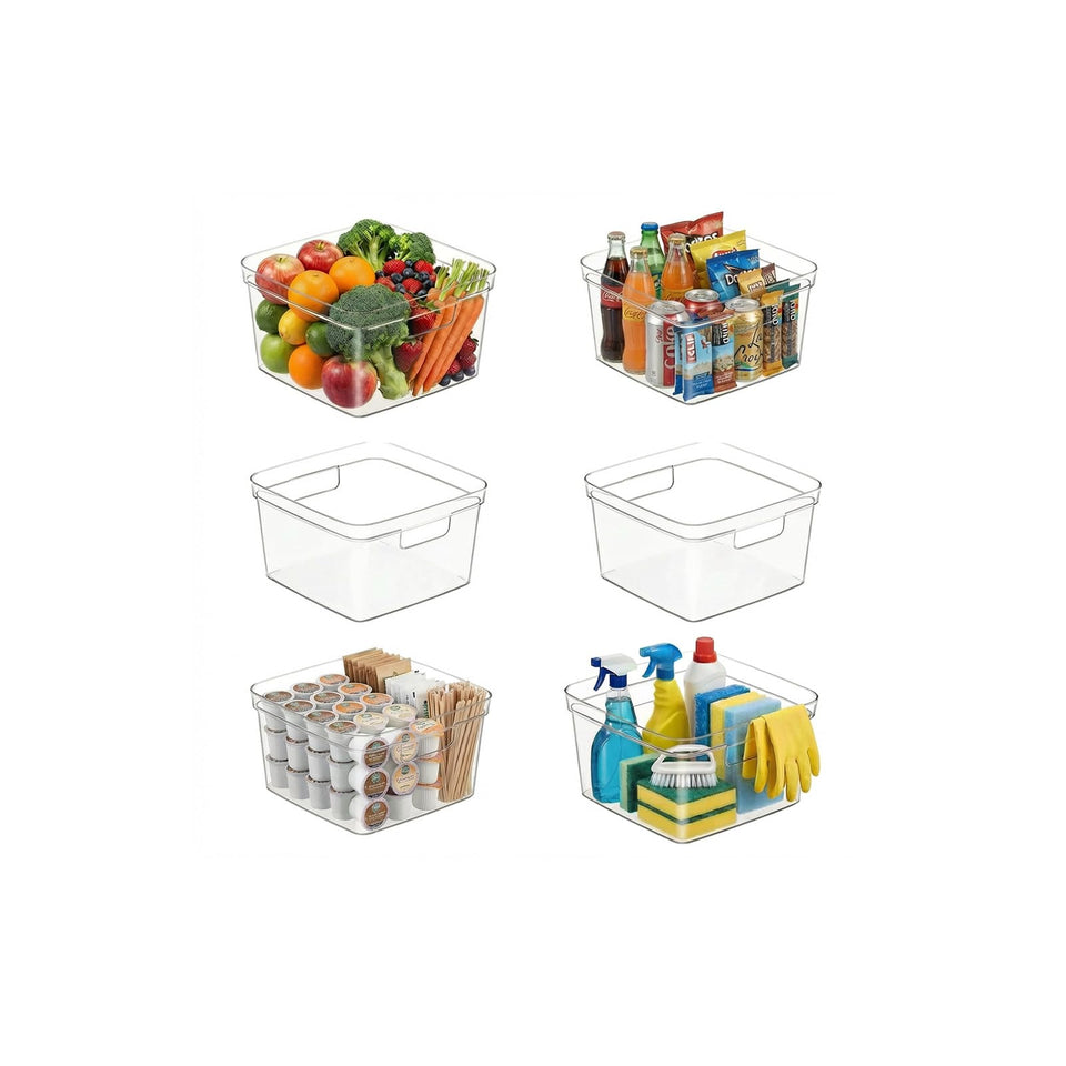 MOONEDGE clear cube bin open-top 10x10 for quick access and pantry organization.
