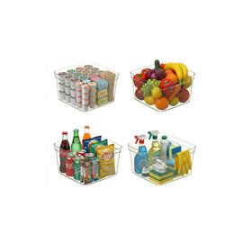 MOONEDGE clear cube bin with open-top design for quick-access pantry organization.