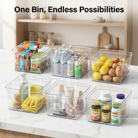 MOONEDGE food-grade PET bin crystal clarity for safe kitchen storage.
