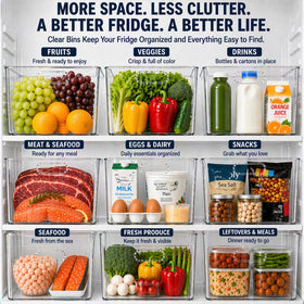 MOONEDGE clear bin stackable design enables easy access and space saving in closets.