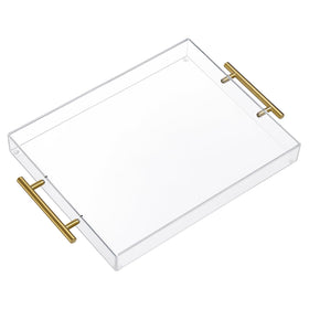 Moonlit Pond 11x14 clear tray with golden handles ready for serving and display.