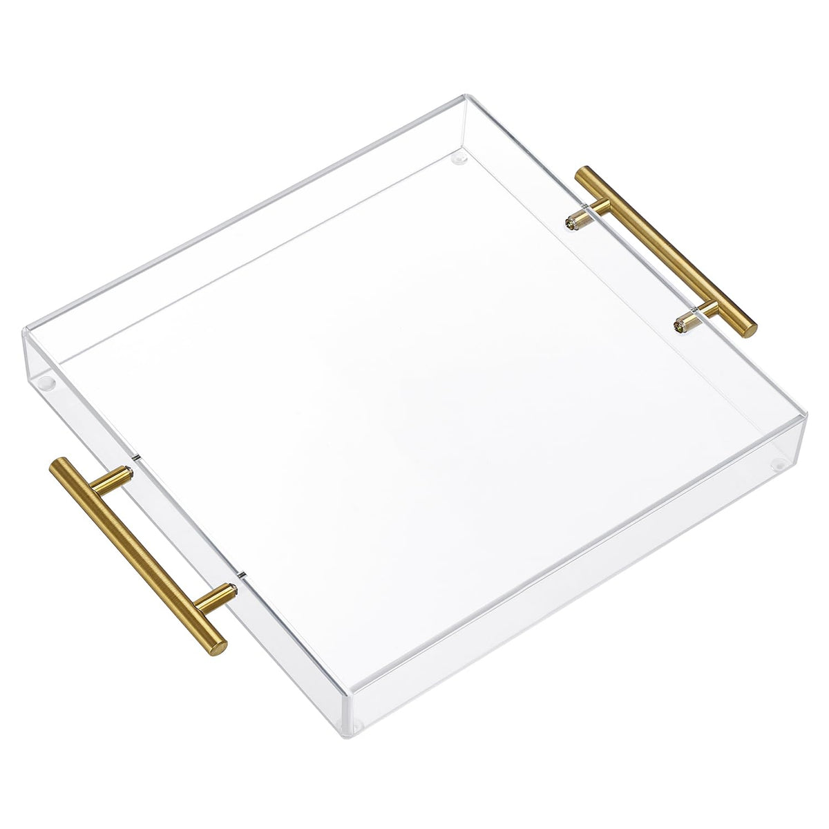 Moonlit Pond 12x12 clear acrylic tray with golden handles for versatile serving.