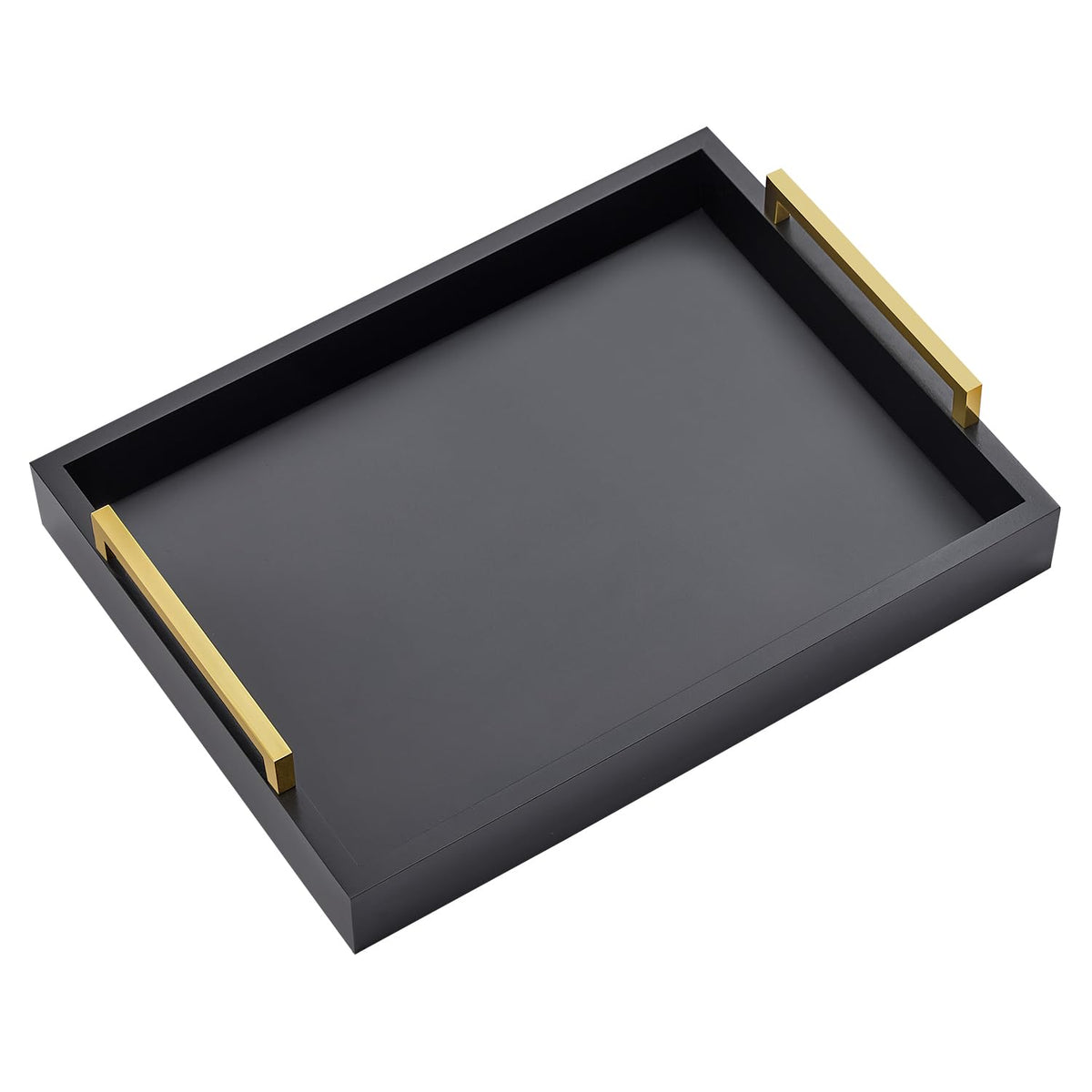 Moonlit Pond 16x12 black serving tray with handles for versatile entertaining and organization.