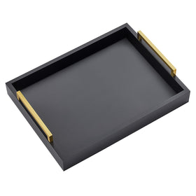 Moonlit Pond 16x12 black serving tray with handles for versatile entertaining and organization.