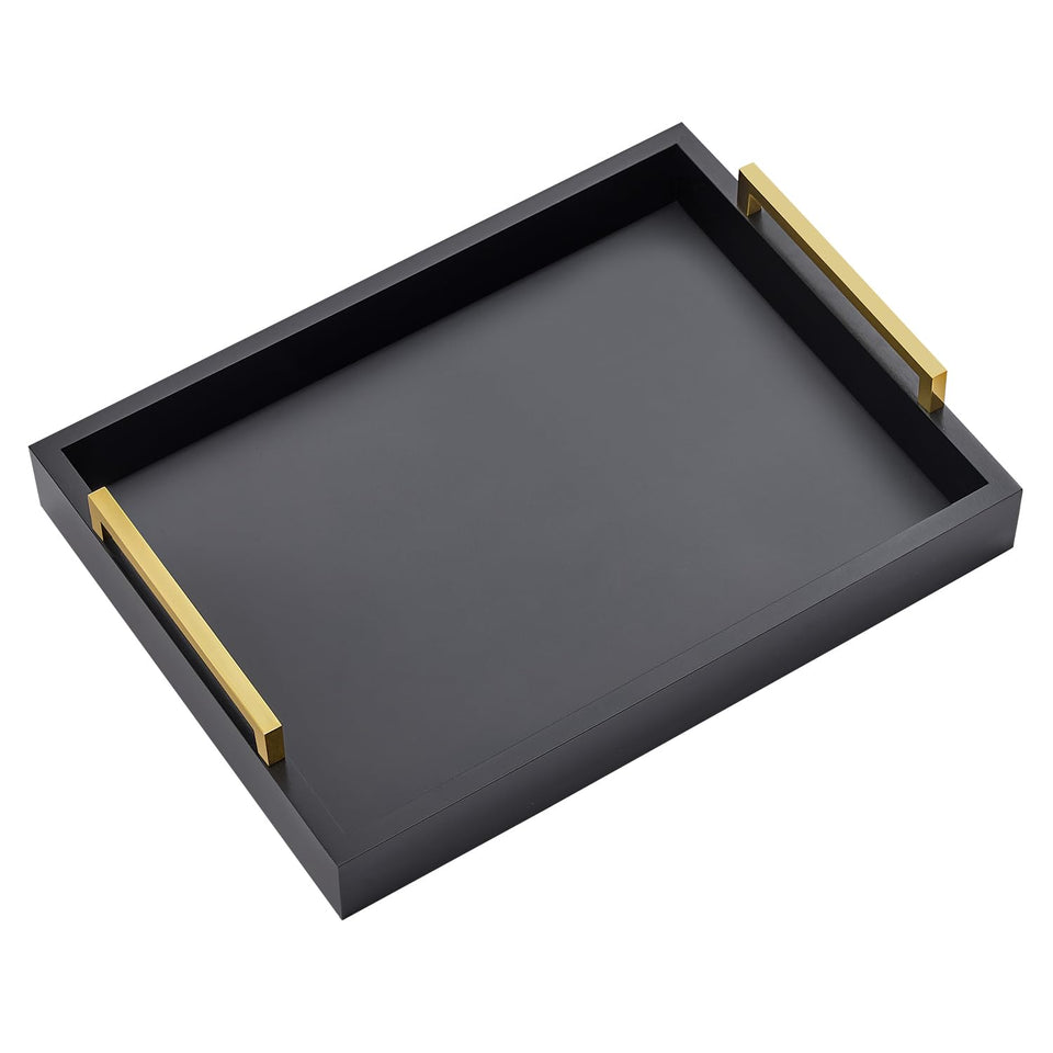 Moonlit Pond 16x12 black serving tray with handles for versatile entertaining and organization.