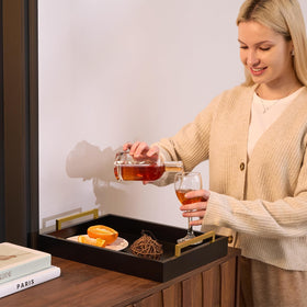Moonlit Pond large serving capacity tray holds snacks, drinks, and desserts.