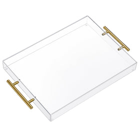 Moonlit Pond tray front view with golden handles for easy serving.