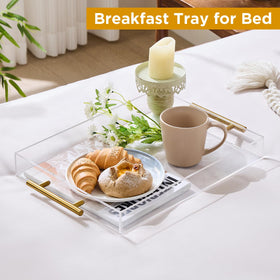 Moonlit Pond tray on coffee setup provides convenient serving surface.