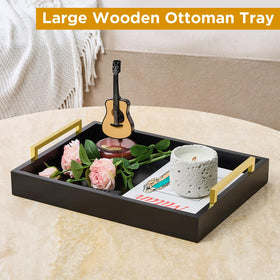 Moonlit Pond black tray with sturdy handles for easy transport between rooms.