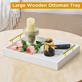 Moonlit Pond white decorative tray in bathroom setup for toiletries.