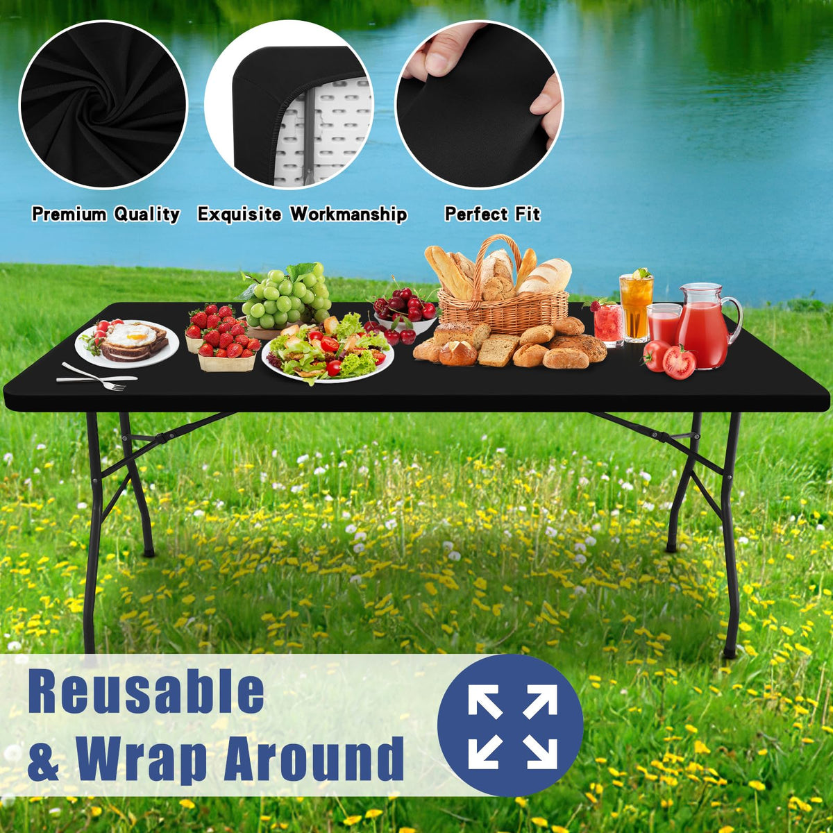 Moosfor machine-washable tablecloth for quick maintenance.