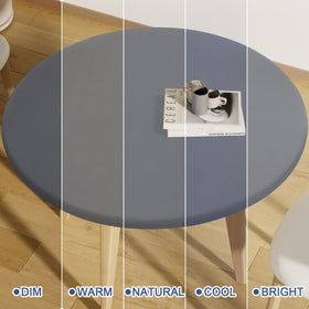 Moosfor round spandex tablecloth fits 45-56 inch tables with stretch coverage.