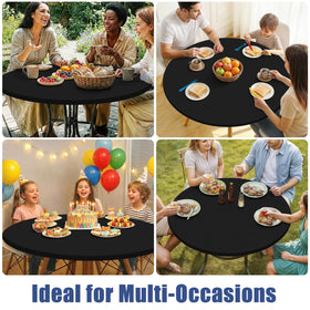 Moosfor round tablecloth easy-storage-roll for compact storage.