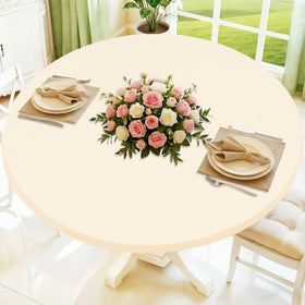 Moosfor round spandex tablecloth with elastic edge for a snug fit on 36-44 inch tables