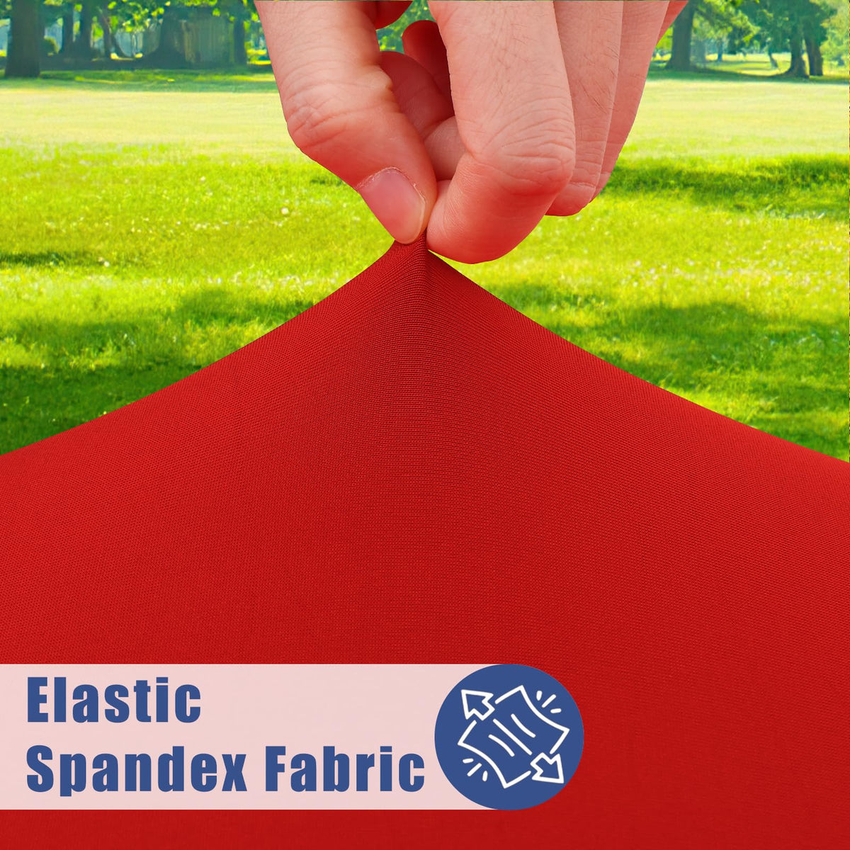 Moosfor round tablecloth close-up of elastic edge ensuring secure wrap.