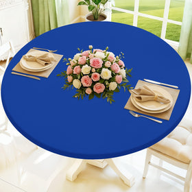 Moosfor round spandex tablecloth with elastic fit provides snug coverage for 45-56 inch tables.