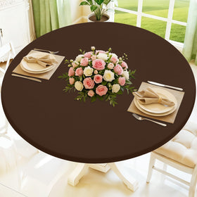 Moosfor Round Spandex Tablecloth with elastic edge fits 36-44 inch tables for a snug setup.