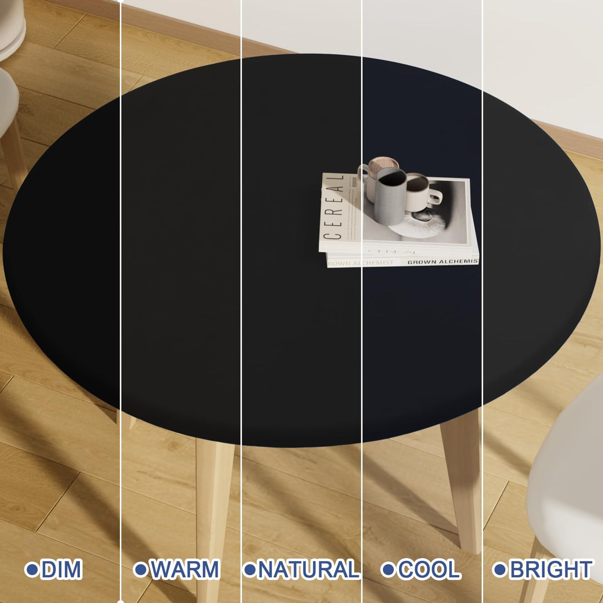 Moosfor round tablecloth indoor-outdoor-dining compatibility.
