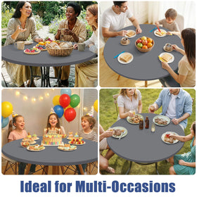 Moosfor round spandex tablecloth is machine washable for easy care.