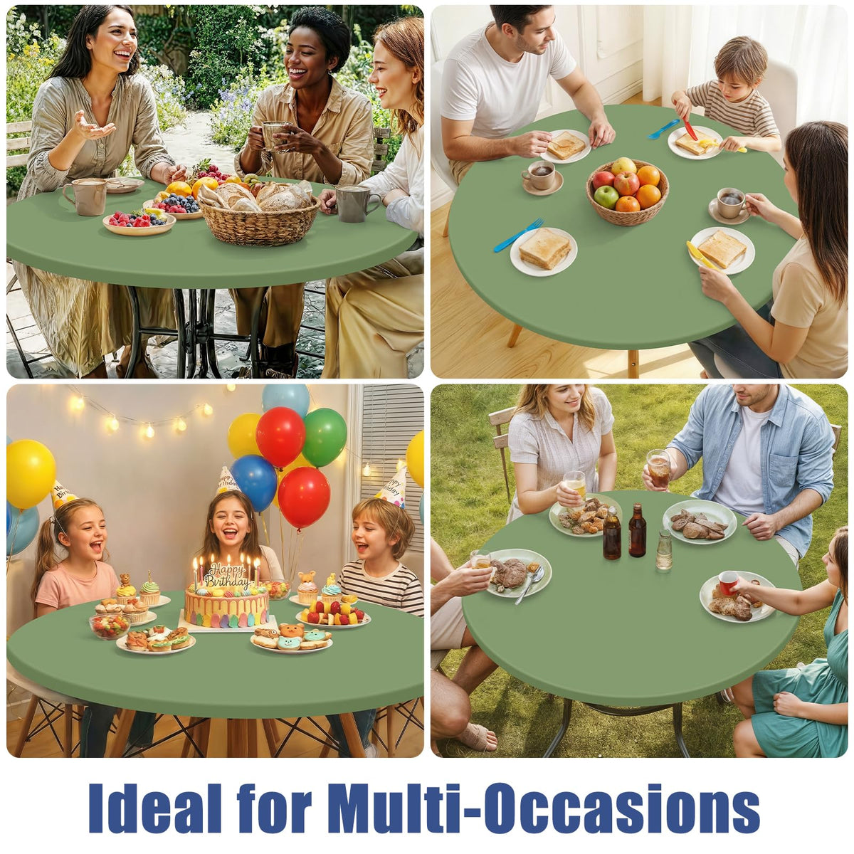Moosfor stretch-material adapts to different table sizes.