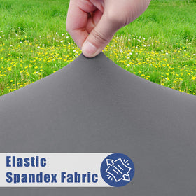 Moosfor round spandex tablecloth showing windproof edge for secure setup.