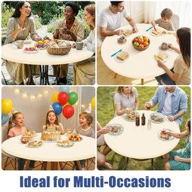 Moosfor round tablecloth with windproof wrap-around edges for secure placement