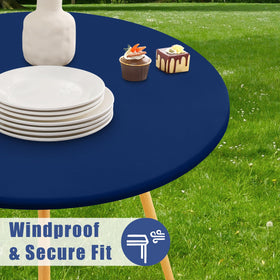 Moosfor tablecloth wrap-around elastic edge keeps cloth in place