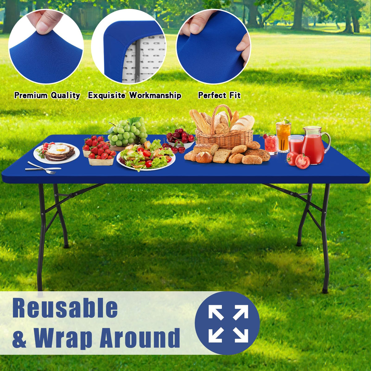 Moosfor Spandex tablecloth easy to clean after outdoor events