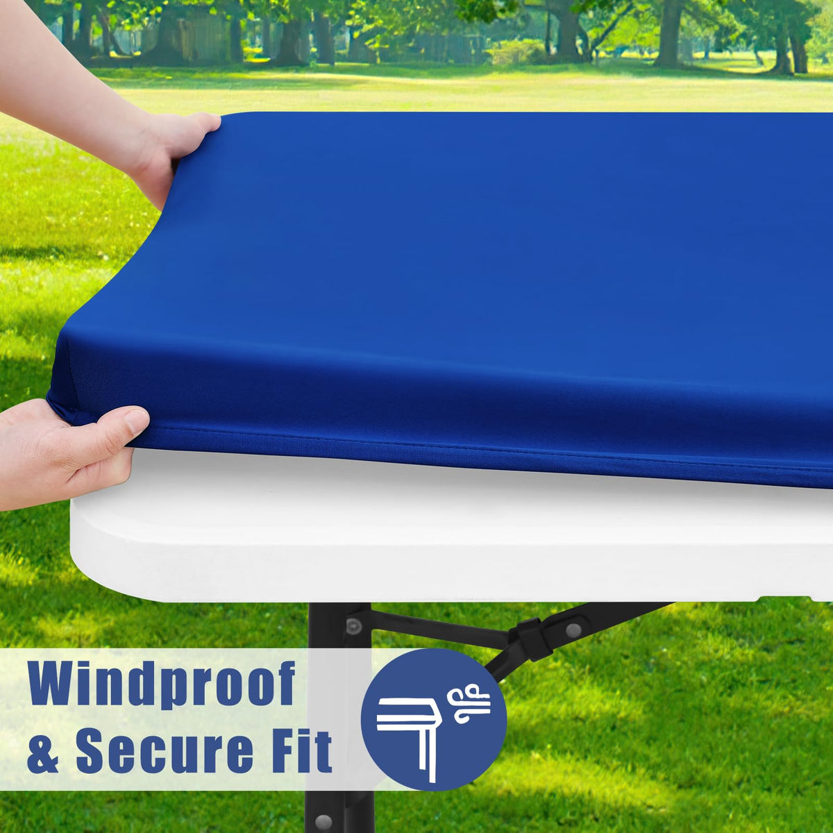 Moosfor Spandex tablecloth wrap-around elastic for secure fit on tables