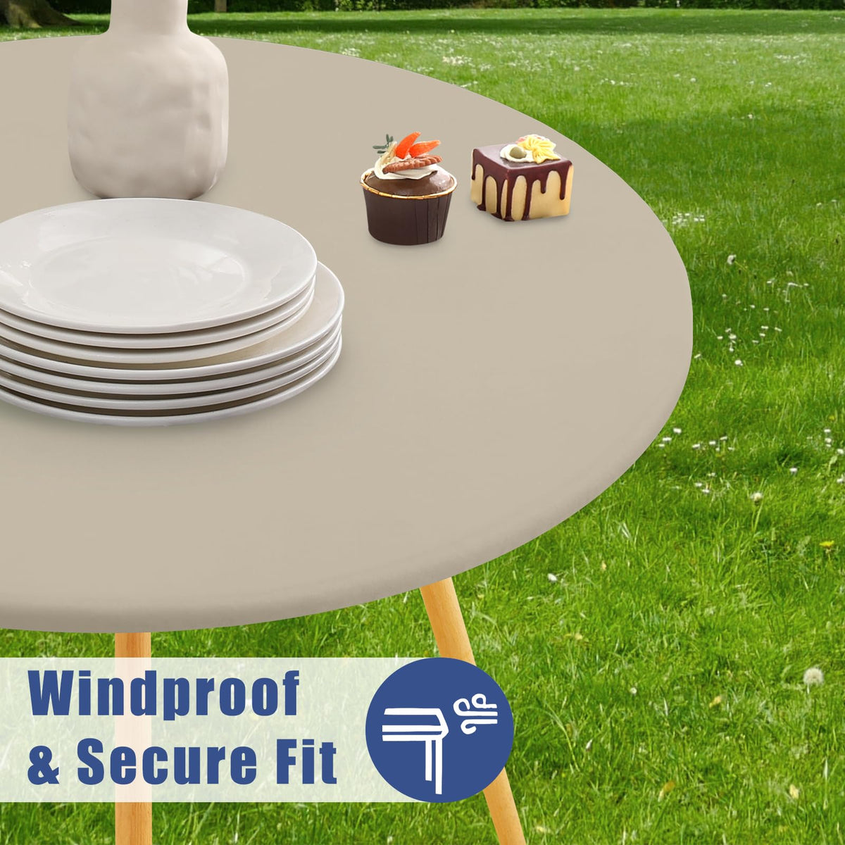 Moosfor waterproof tablecloth beads liquids for easy cleanup.