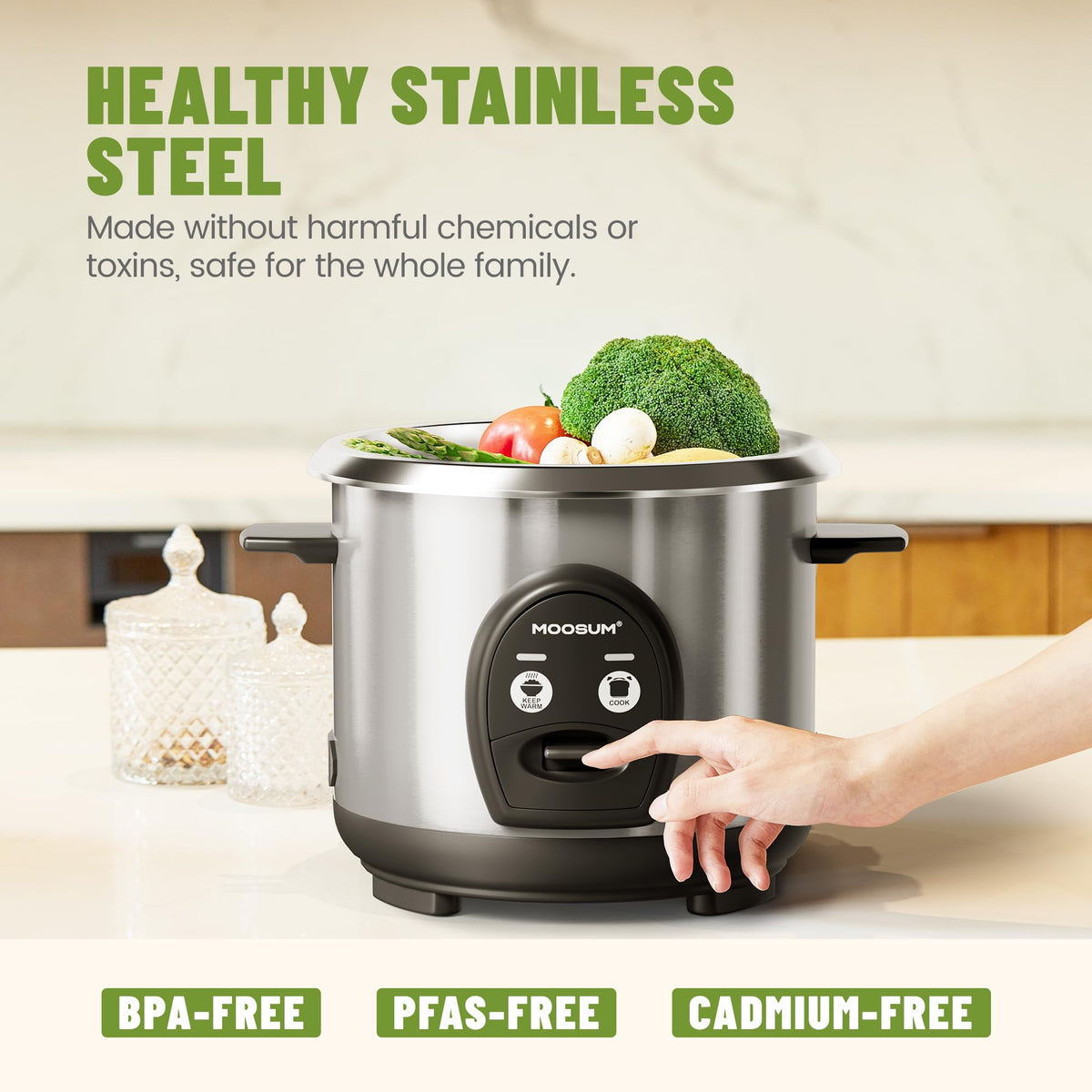 Moosum one-touch multifunction control simplifies cooking tasks