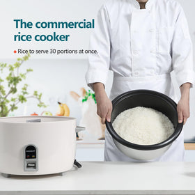 Moosum rice cooker featuring ergonomic handles and anti-slip feet.