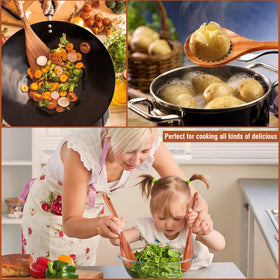 Mooues durable teak wood tools resist cracking for long-lasting kitchen helper.