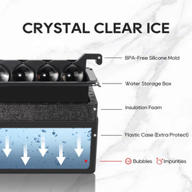 Mooues ice ball mold with easy-release silicone design.