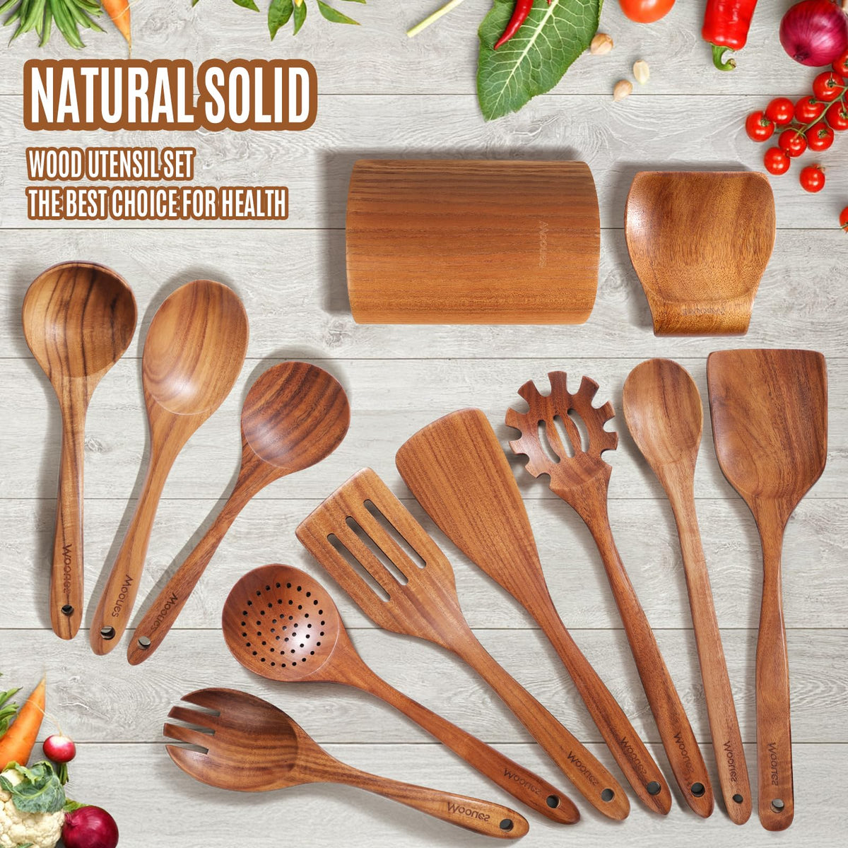 Mooues utensils include hanging holes for neat storage and display.