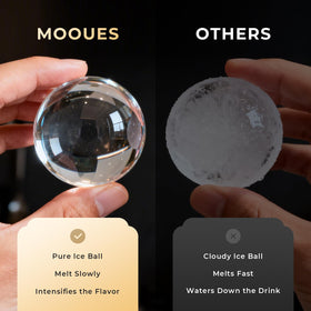 Mooues silicone ice ball mold producing 2-inch spheres.