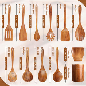 Mooues spoon holder with rest keeps utensils organized during meal prep.