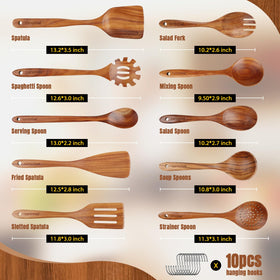 Mooues wooden slotted turner ideal for draining liquids without scratching