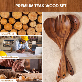 Mooues teak spatula with smooth finish for nonstick cooking and gentle flipping
